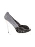 Shoedazzle Floral Gray Heels Size 10 - photo 1