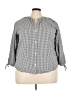 Free Assembly 100% Cotton Checkered-gingham Gray 3/4 Sleeve Blouse Size 3X - photo 1