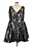 Assorted Brands Metallic Black Silver Cocktail Dress Size 26 - photo 2