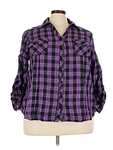 Cato 3/4 Sleeve Button-Down Shirt (view 1)