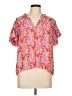 Rose + Olive 100% Polyester Orange Short Sleeve Blouse Size L - photo 1