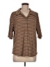 Shein Stripes Brown 3/4 Sleeve Blouse Size M - photo 1