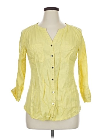 JM Collection 3/4 Sleeve Button-Down Shirt (view 1)