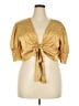 Sky 100% Polyester Gold Short Sleeve Blouse Size 3X - photo 1