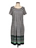Perceptions Stripes White Casual Dress Size L - photo 1