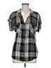 Cloth & Stone 100% Rayon Plaid Gray Short Sleeve Blouse Size M - photo 1