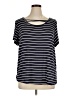 Extra Touch Stripes Blue Short Sleeve T-Shirt Size 1X - photo 1