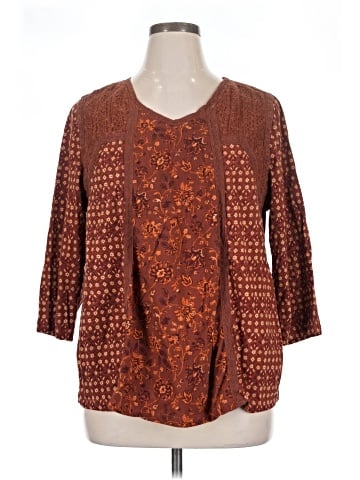 LOGO by Lori Goldstein 3/4 Sleeve Blouse (view 1)