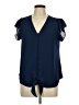 Lily Rain 100% Polyester Blue Short Sleeve Blouse Size L - photo 1