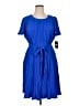 DKNY 100% Polyester Blue Casual Dress Size 14 - photo 1