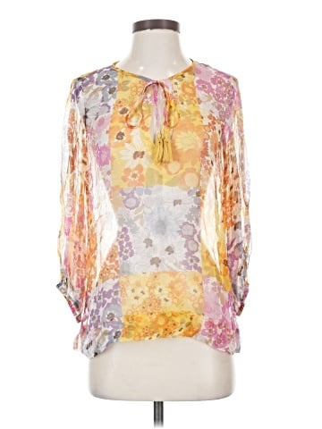 Jade by Johnny Was 3/4 Sleeve Silk Top (view 1)