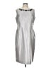 NIPON BOUTIQUE 100% Polyester Metallic Silver Cocktail Dress Size 12 - photo 1