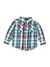 Tea 100% Cotton Plaid Blue Long Sleeve Button-Down Shirt Size 12-18 mo - photo 1