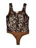 Francesca's 100% Polyester Animal Print Brown One Piece Swimsuit Size M - photo 1