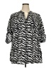 Calvin Klein Animal Print Black 3/4 Sleeve Button-Down Shirt Size XXL (estimated) - photo 1