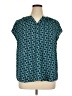 Fun2Fun 100% Polyester Print Teal Short Sleeve Blouse Size XL - photo 1