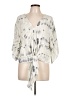 Lovestitch 100% Rayon Silver Ivory 3/4 Sleeve Blouse Size L - photo 1