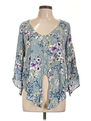 Lavender Brown 3/4 Sleeve Blouse (view 1)