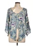 Lavender Brown 100% Rayon Blue 3/4 Sleeve Blouse Size L - photo 1