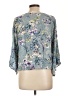 Lavender Brown 100% Rayon Blue 3/4 Sleeve Blouse Size L - photo 2