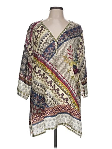 Johnny Was 3/4 Sleeve Silk Top (view 1)