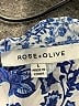 Rose + Olive 100% Rayon Blue Short Sleeve Blouse Size L - photo 7