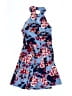 Miami 100% Polyester Floral Blue Cocktail Dress Size S - photo 2