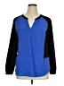 Milano Color Block Blue Long Sleeve Blouse Size XL - photo 1
