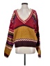 Sundance Color Block Burgundy Pullover Sweater Size S - photo 1