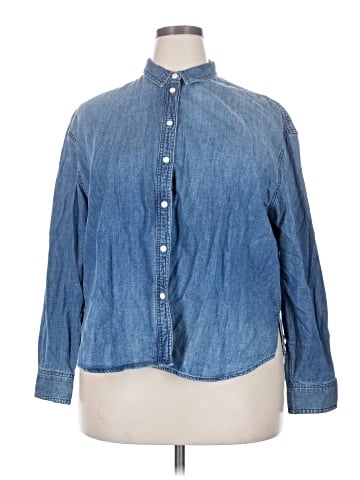 Madewell Denim Oversized Ex-Boyfriend Shirt in Cameron Wash (view 1)