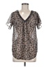 Express 100% Polyester Animal Print Gray Short Sleeve Blouse Size M - photo 1