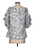 CeCe 100% Cotton Silver 3/4 Sleeve Blouse Size S - photo 2