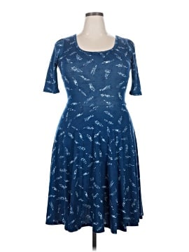 lularoe fit and flare dress LuLaRoe XS Nicole Dress Blue Black Red NWT Fit And Flare Dress Geometric Pattern