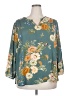Monday Fun 100% Polyester Floral Teal 3/4 Sleeve Blouse Size 2X - photo 1
