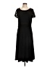 Perceptions Solid Black Casual Dress Size L - photo 1