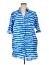 Miraclesuit 100% Cotton Blue 3/4 Sleeve Button-Down Shirt Size XL - photo 1