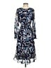 DKNY 100% Polyester Print Blue Cocktail Dress Size 4 - photo 1