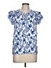 Rose + Olive 100% Rayon Blue Short Sleeve Blouse Size L - photo 1