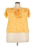 curvy sense 100% Polyester Yellow Short Sleeve Blouse Size 3X - photo 1
