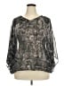 Jennifer Lopez 100% Polyester Gray 3/4 Sleeve Blouse Size 3X - photo 1
