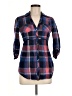 Garage 100% Cotton Plaid Blue 3/4 Sleeve Button-Down Shirt Size M - photo 1