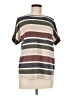 Pink Clover Stripes Brown Short Sleeve Top Size M - photo 1