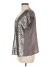 Stella & Dot 100% Nylon Metallic Silver Short Sleeve Blouse Size M - photo 5