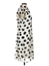 AB Studio 100% Polyester Polka Dots Gray Ivory Casual Dress Size 12 - photo 4