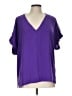 Timing 100% Polyester Purple Short Sleeve Blouse Size L - photo 1