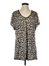 Soma Animal Print Ivory Short Sleeve Henley Size S - photo 1