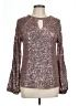 Cable & Gauge Metallic Silver Long Sleeve Blouse Size L - photo 1