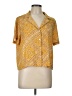 Rose + Olive 100% Polyester Paisley Yellow Short Sleeve Blouse Size L - photo 1