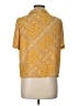 Rose + Olive 100% Polyester Paisley Yellow Short Sleeve Blouse Size L - photo 2