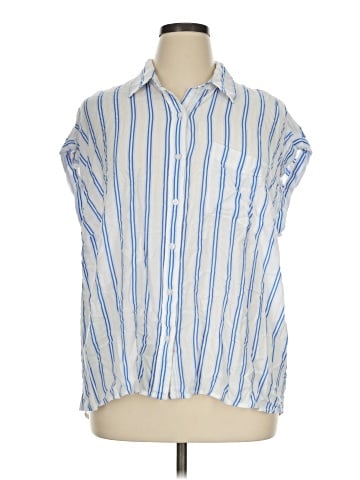 Cosmic Blue Love Sleeveless Button-Down Shirt (view 1)